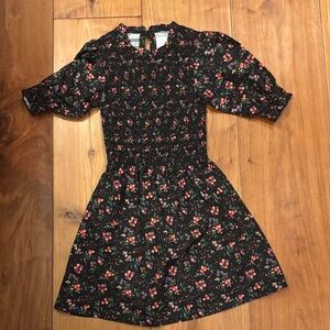 Hill House size XXS Floral Black dress